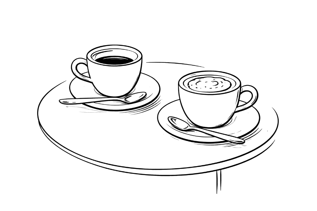 Two coffee cups on a table
